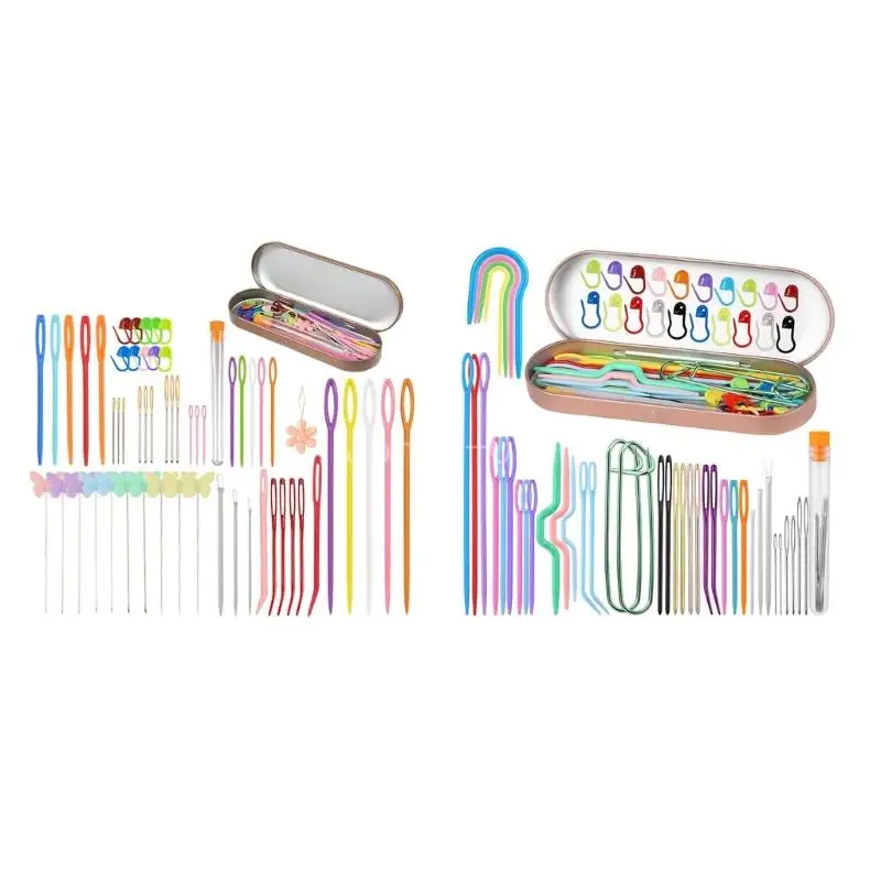 

Q6PE Learning Needle Sewing Needle Set Big Eyes Needle Scarf Sewing Tool for Children