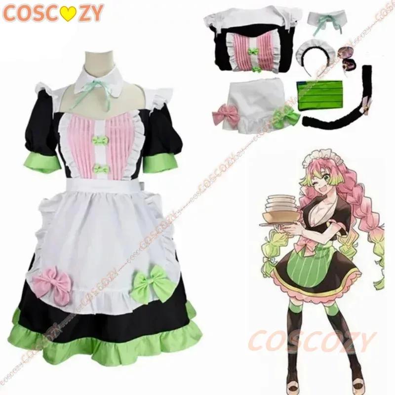 

Anime Kanroji Mitsuri Costume Sexy Lolita Maid Costume Braided Wig Love Hashira Adult Gift