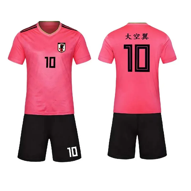 Captain Tsubasa Ozora Tsubasa Costume for Kids Adults Soccer Jersey Cosplay Pink Top Shorts Hot Sale