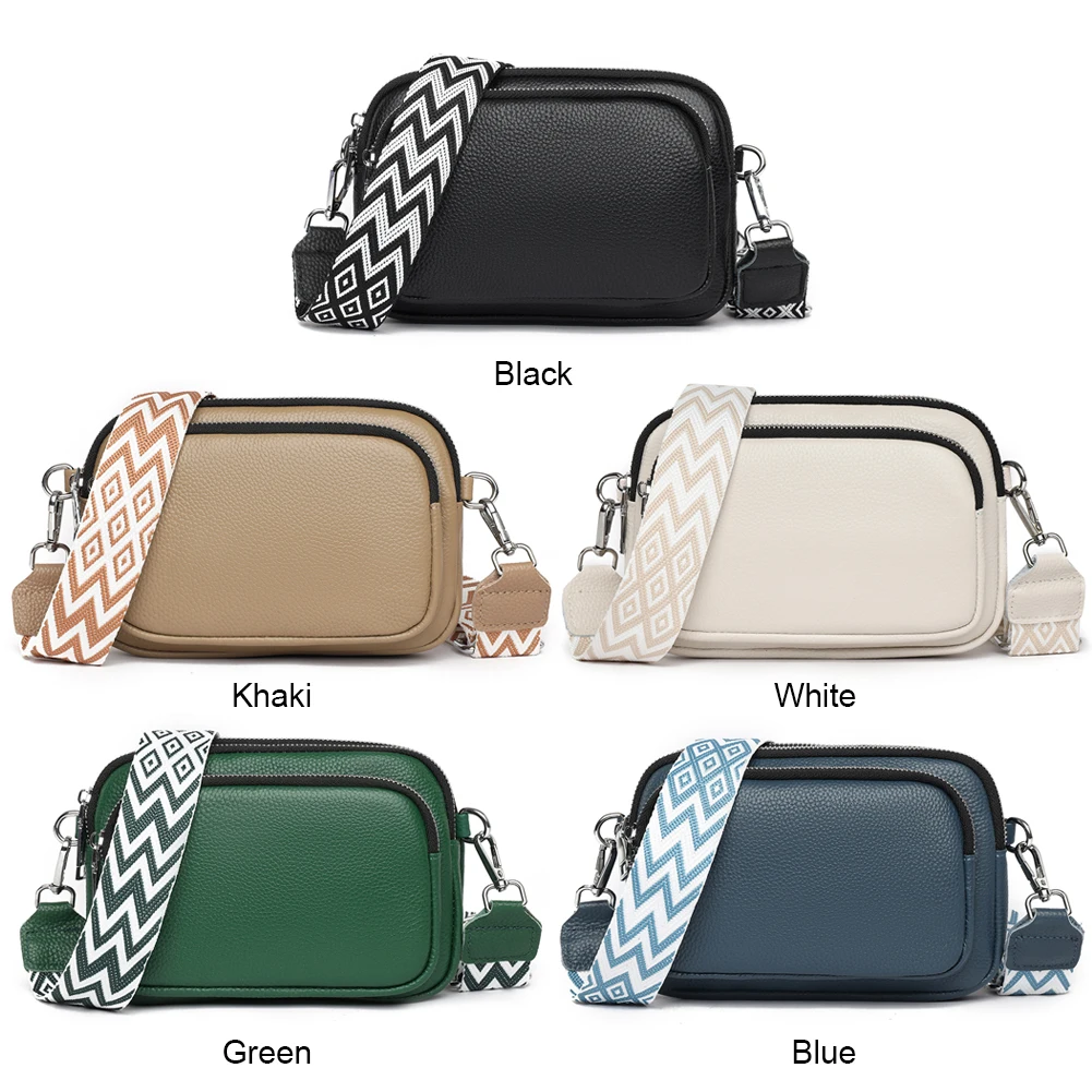 

Women Coin Key Pouch Elegant Multi Pocket Purse Large Capacity Genuine Leather Wide Adjustable Strap Fashion Purse with 2 Straps