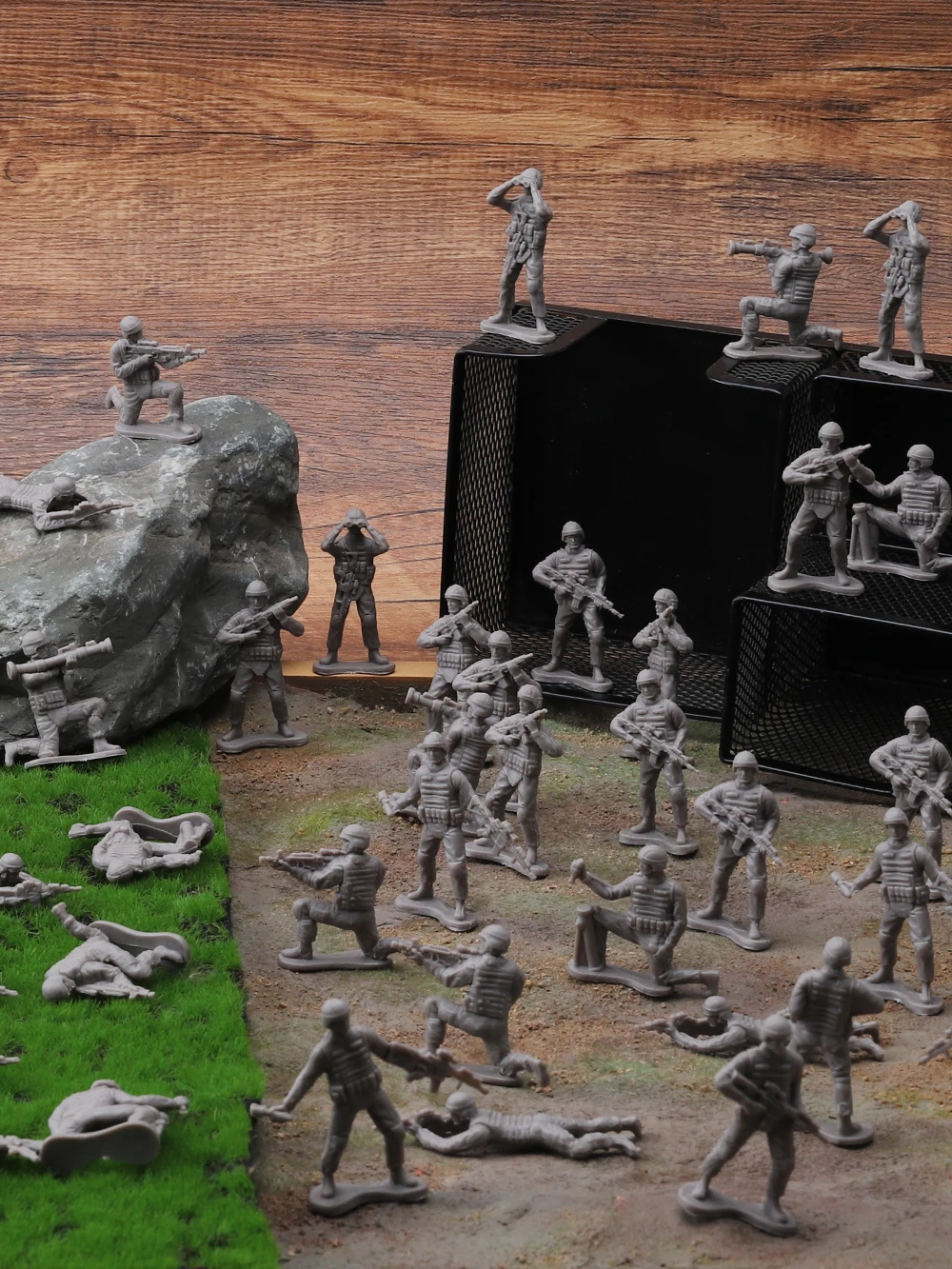 Viikondo Armee Männer Spielzeug Militär Spielset Kunststoff Soldat 96 stücke Lagerung Eimer Frontline Kampf Spaß Wargame Figur Modell Kind Geschenk