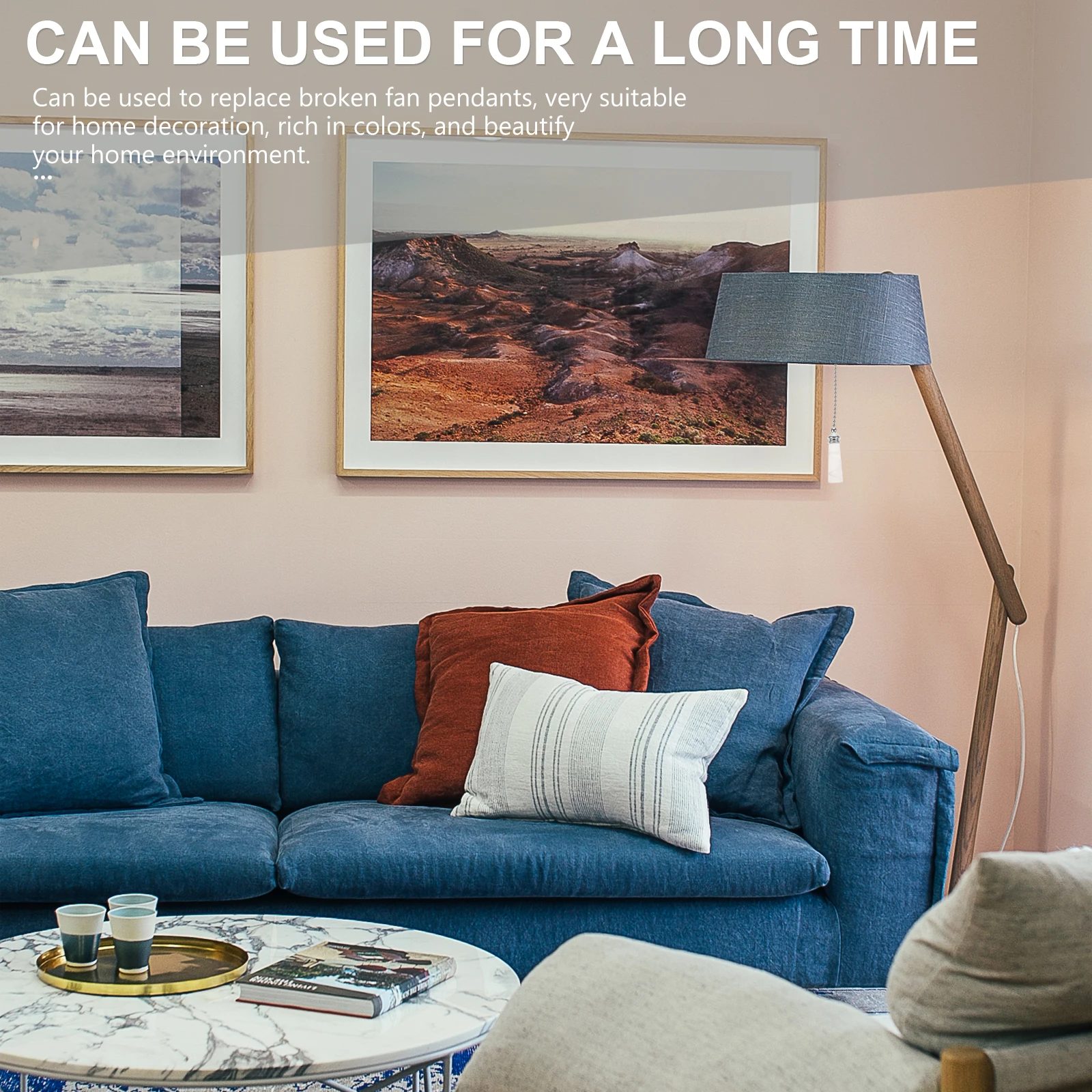 

2Pcs Ceiling Light Fan Pull Chain Extender Glass Column Pendant Decorative Pull Chain Extension Charm for Home Decoration