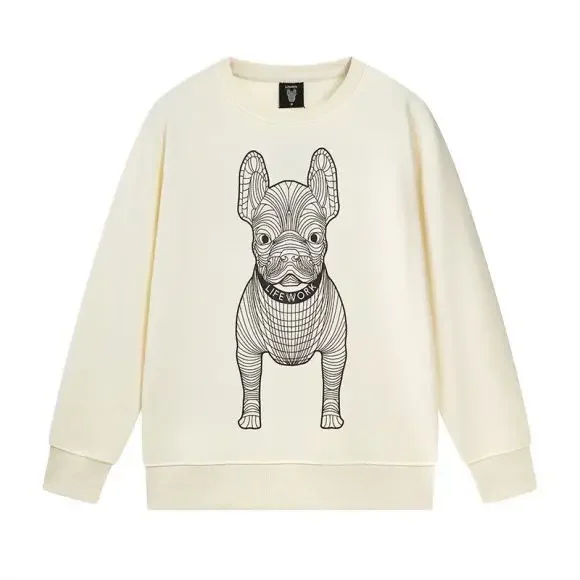 Korean Niche Design Trendy Brand Lifework Autumn and Winter Long-sleeved Crew Neck Sweater Dog Head Men and Women Couple Models