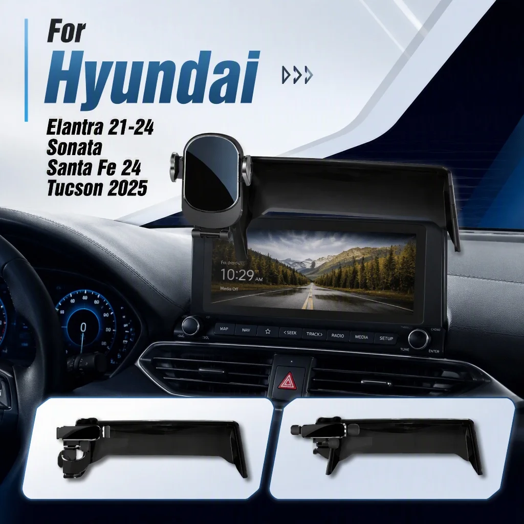 Suporte de telefone para carro, suporte especial para tela, para Hyundai Elantra 21-24, Sonata, Santa Fe 24, Tucson 2025, acessórios para interior de 