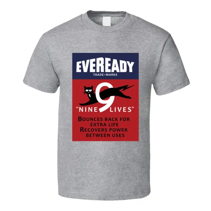 Vintage Batteries Retro Logo Nine Lives Cat 60's Throwback Battery T Shirt