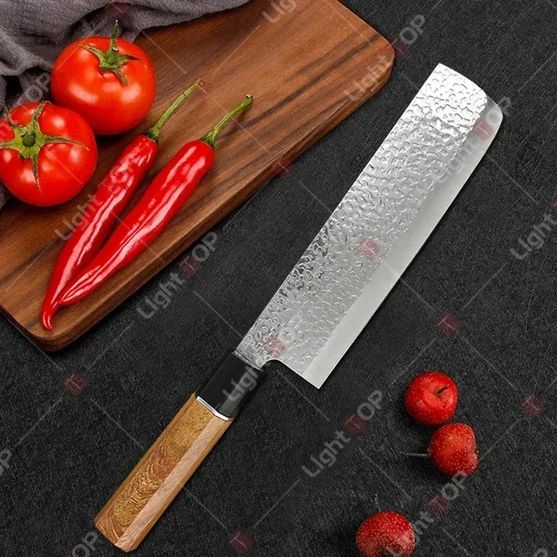 Hand Forged Chopping Knife Kitchen Japanese Boning Knife Vegetable Cutting Knife Stainless Steel Butcher Knife Wooden Handle