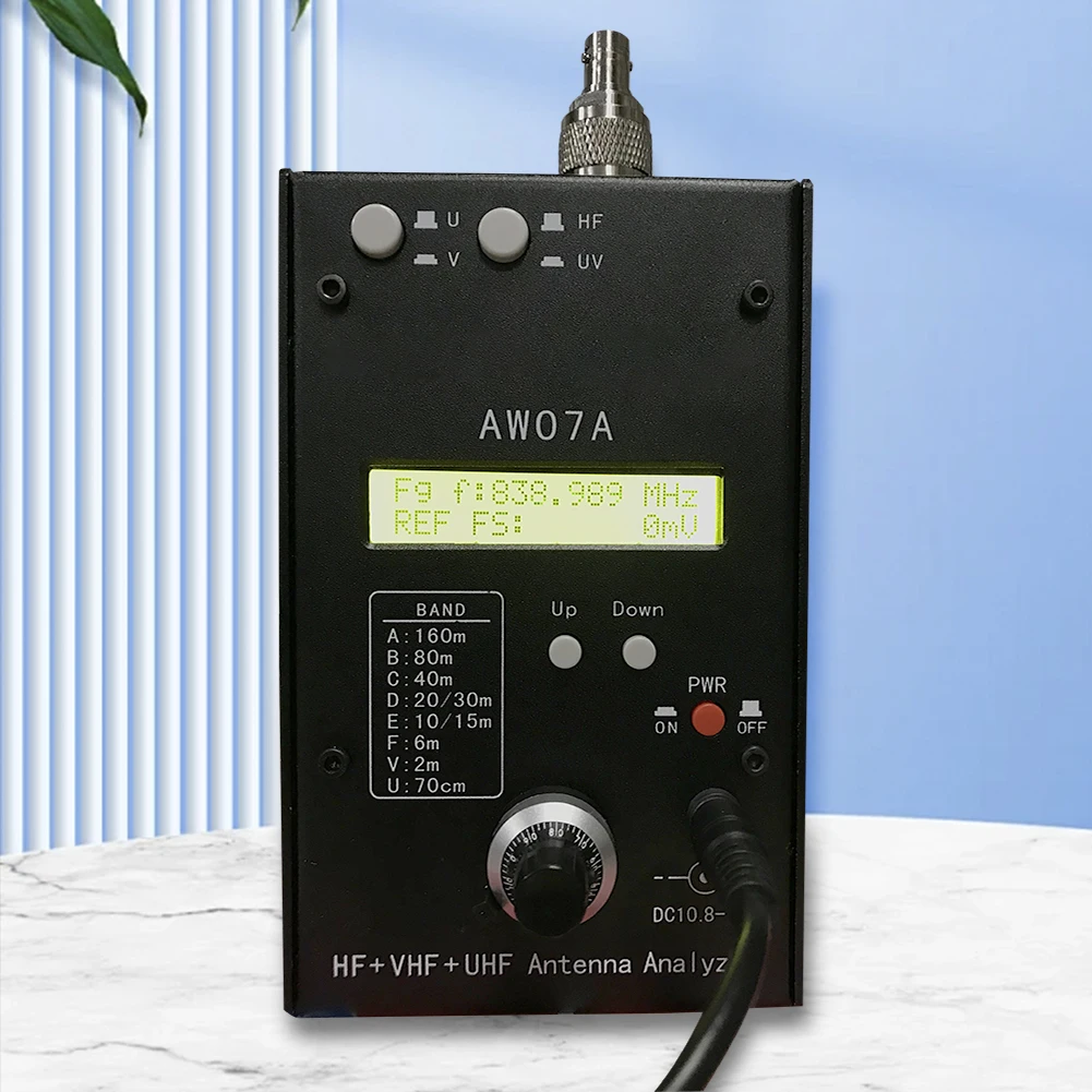 أداة قياس هوائي HF/VHF/UHF AW07A 1.5-470MHZ 160 M HF + أداة قياس محلل هوائي SWR مع 1.0 إلى 9.99 SWR لراديو لحم الخنزير