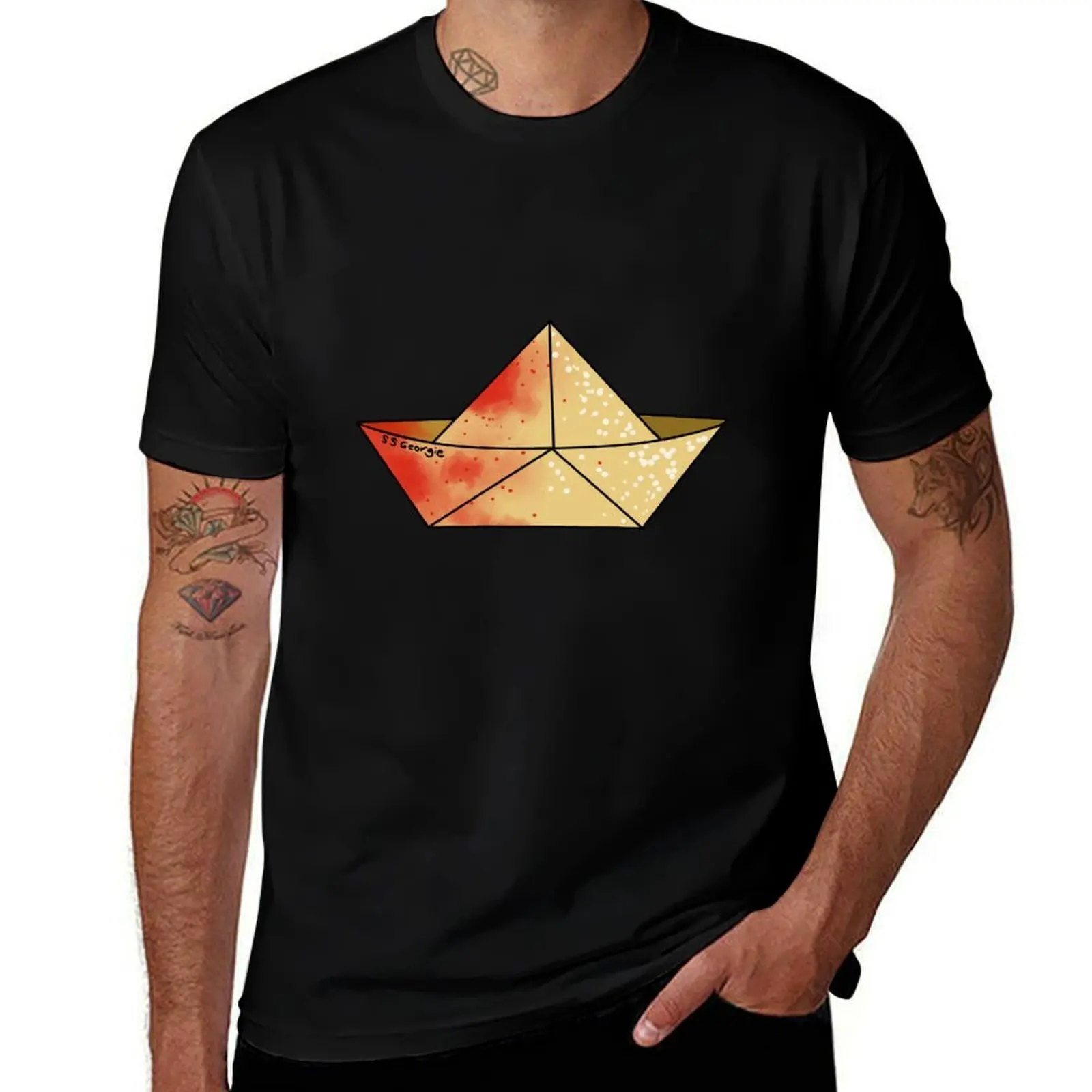 IT Georgie Denbrough's Paper Boat T-Shirt Work Wear Lightweight Tee T-Shirt