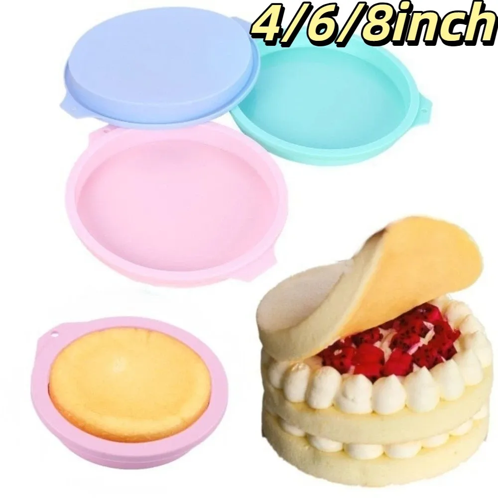 New 4/6/8inch Round Cake Mould Reusable Silicone Silicone Cake Pan DIY NonStick Surface Bakeware Mold Cake Baking