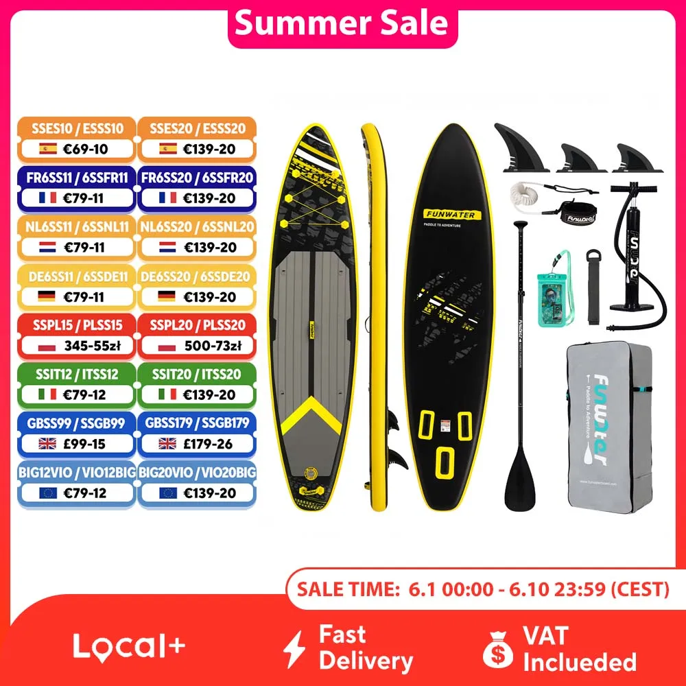 FunWater Stand Up Paddle Board grande taille 385 × 85 × 15CM planche de pagaie gonflable planche de Surf Surf Sup Board planche de pagaie antidérapante