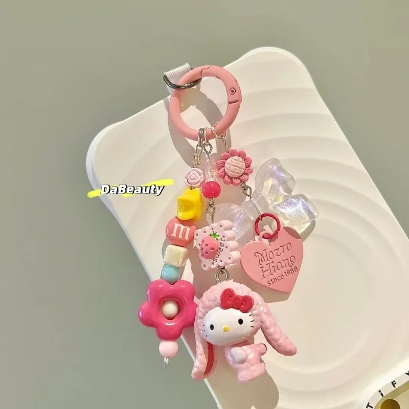 Kawaii Hello Kitty Sanrio Students Cute Cartoon Key Chain Children Mobile Phone Decorative Pendant Christmas Gifts for Kids