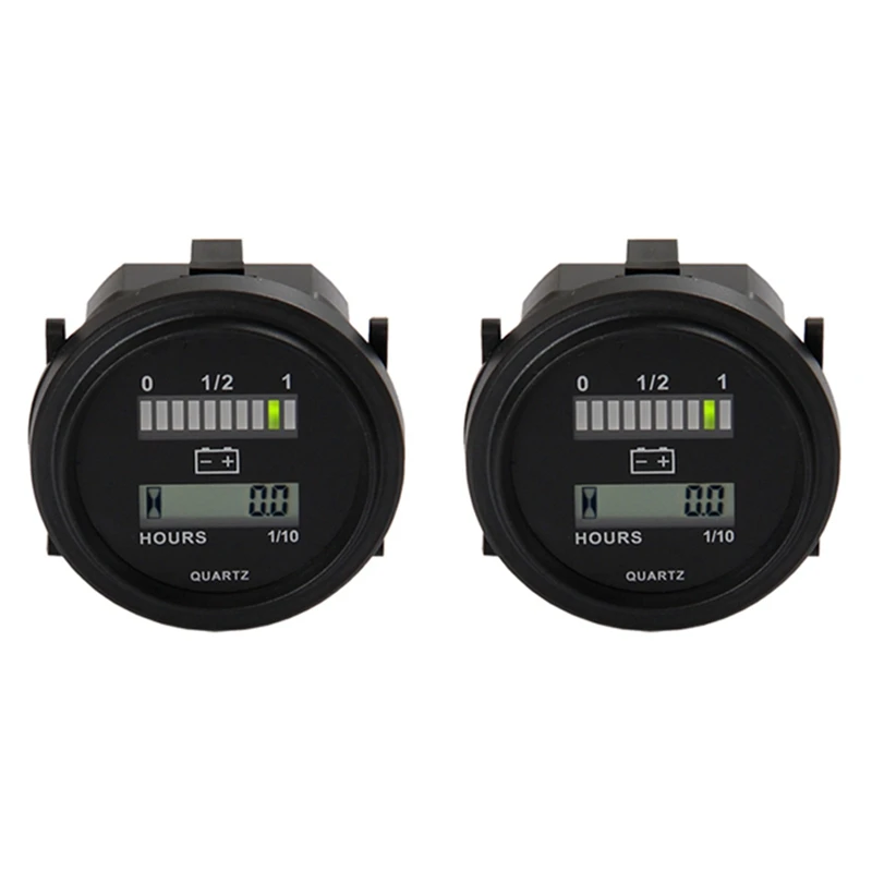 2X LED With Hour Meter Round Battery Indicator Meter Gauge 12/24V 36V 48V 72V For Boat Golf Cart Yamaha