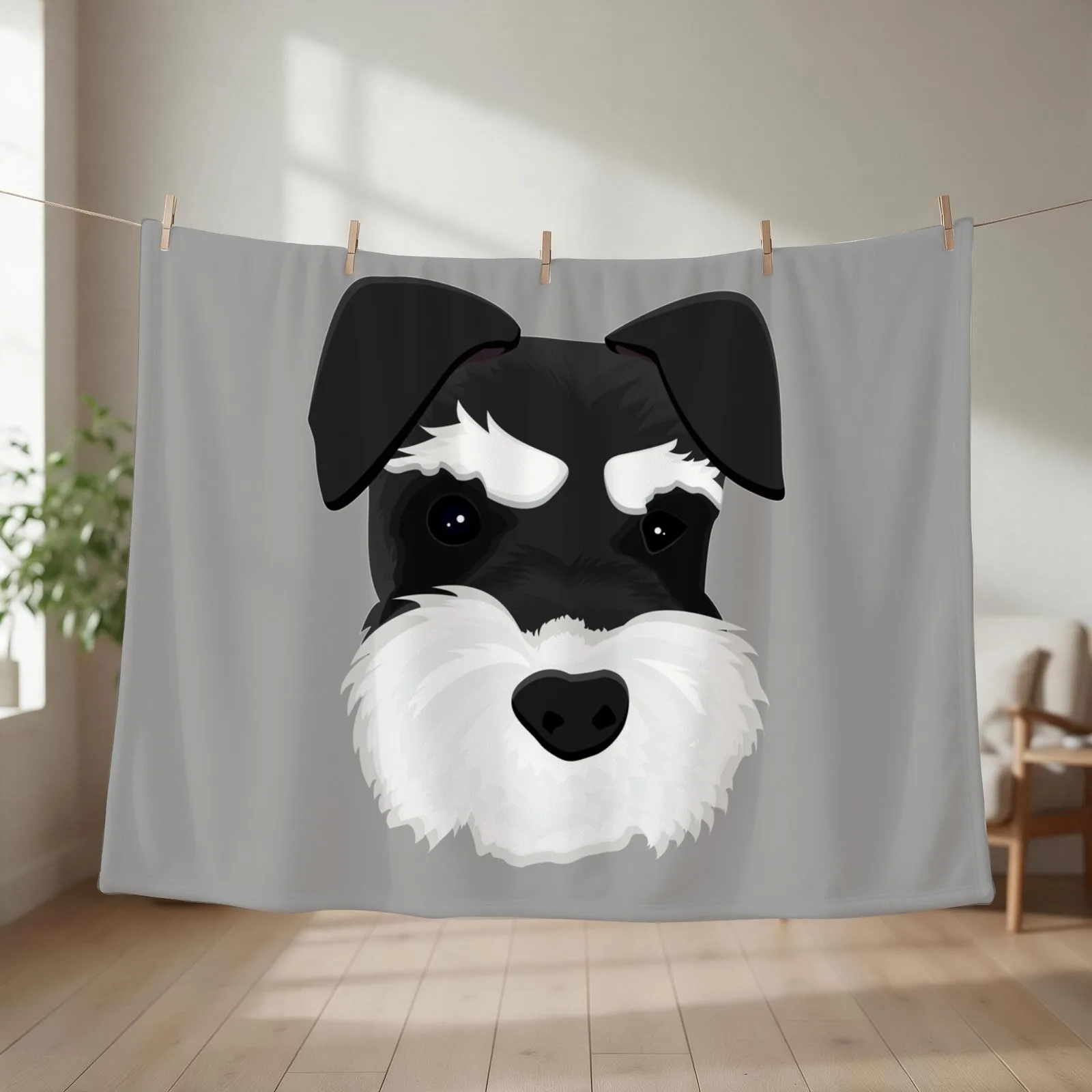 Schnauzer - Black and Silver Throw Blanket Retros Sofa Quilt Decoratives Summer Beddings Blankets