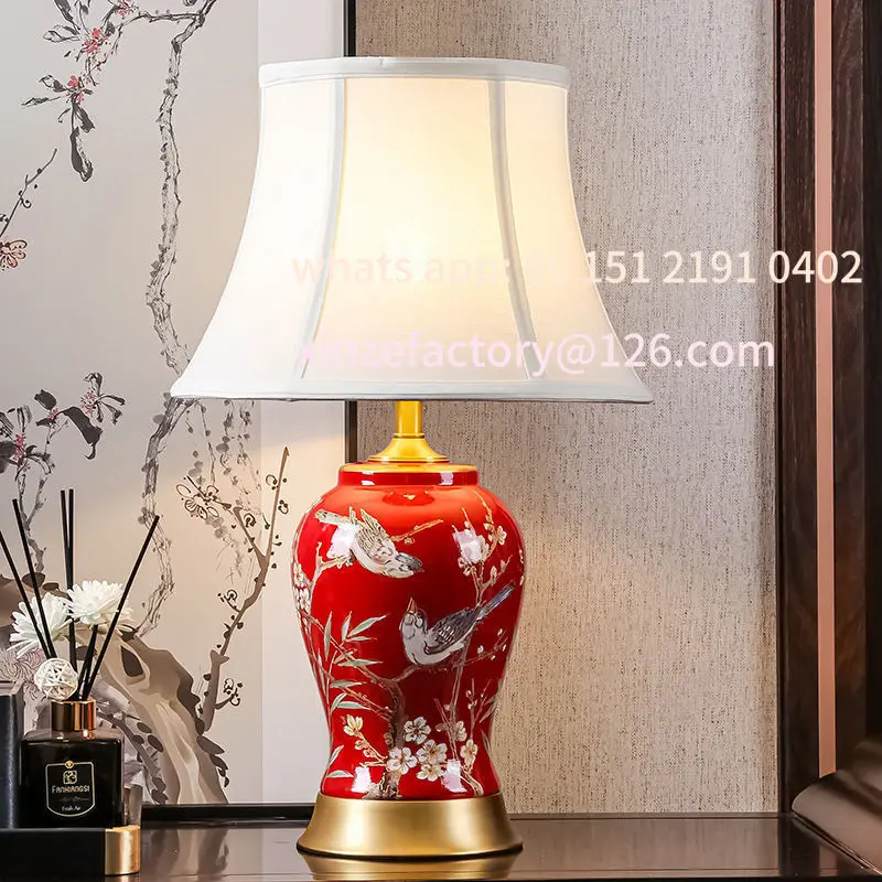 Customizable winter new Chinese ceramic desk lamp Bedroom bedside living room decorative lamps Warm and adjustable light