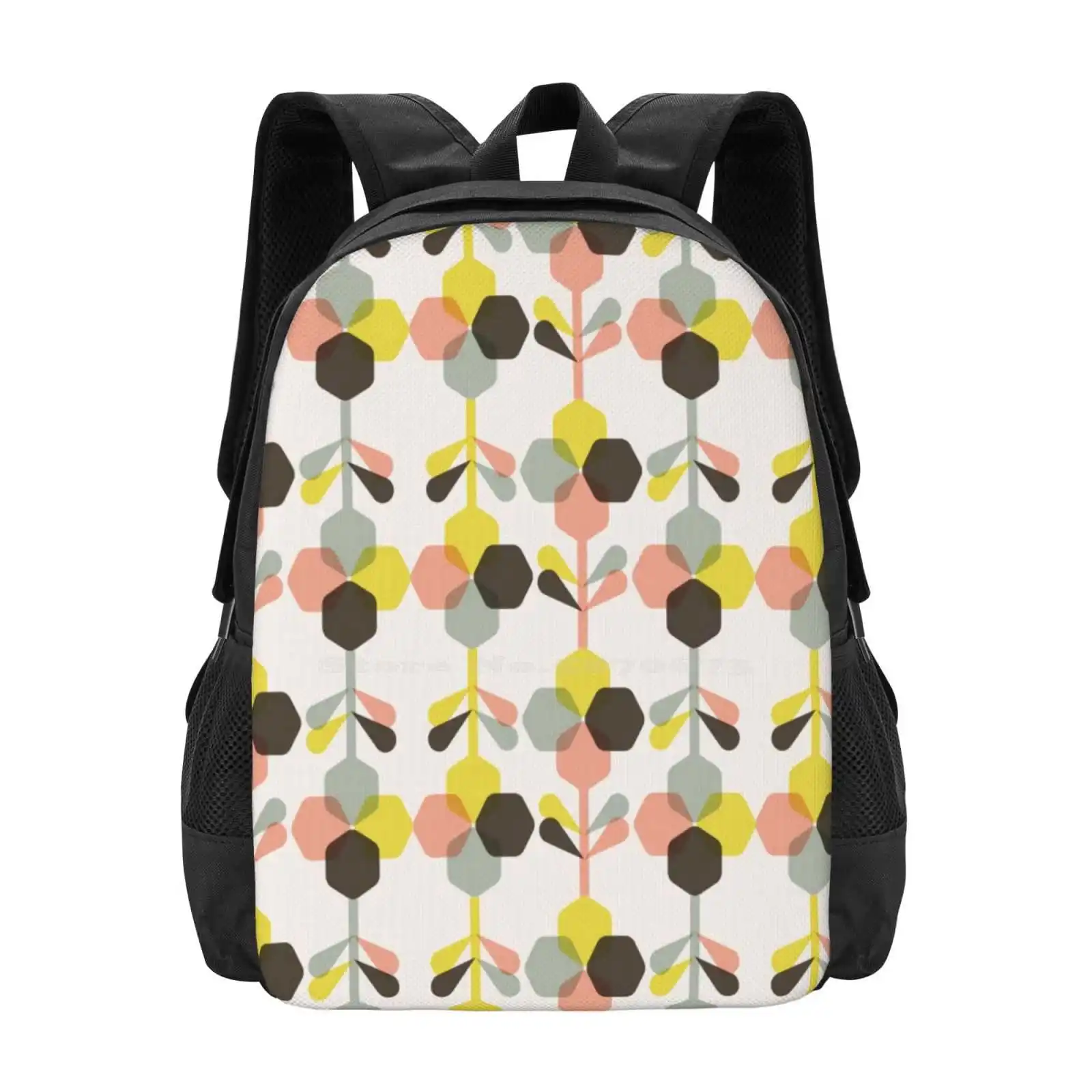 Blooms In Blush / / Abstract Pattern Retro Art Pattern Design Laptop Travel School Bags Mid Century Modern Graphic Design