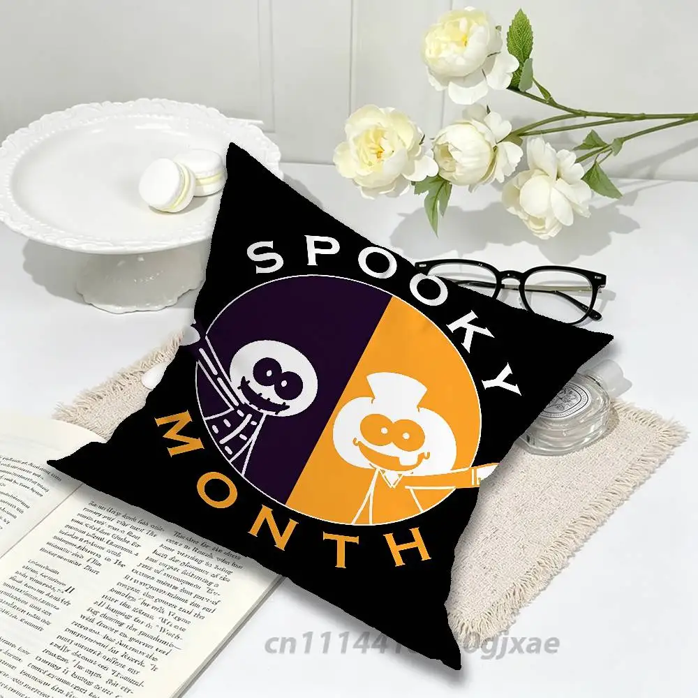 S-Spooky Month Anime Pillow Case For Home Bedroom Car Office Decoration Living Room Sofa Cushion Cover Suitable