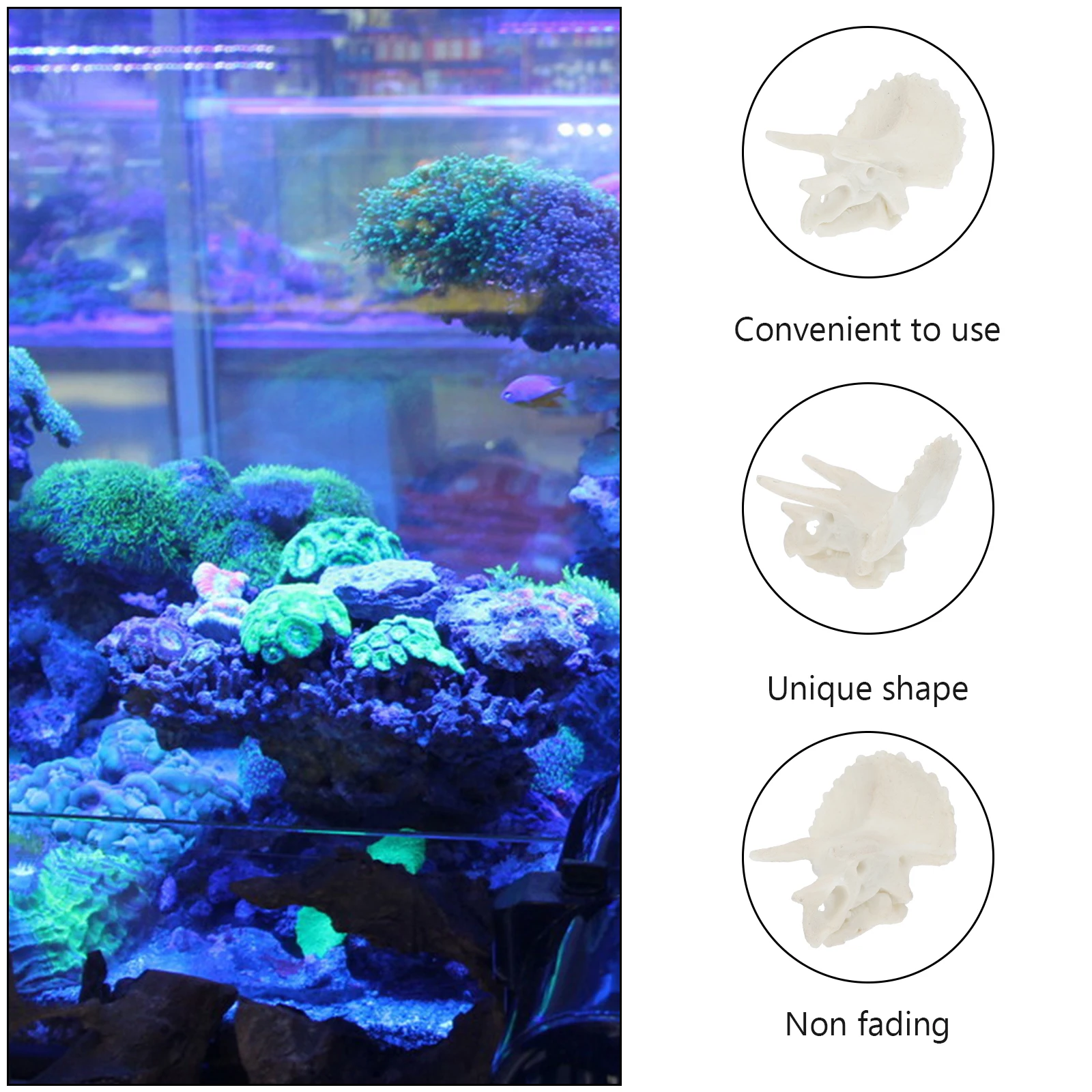 

2Pcs Aquarium Decoration Resin Dinosaur Head Bone Ornament Fish Tank Landscape Supply Creative Aquarium Hideout Accessories