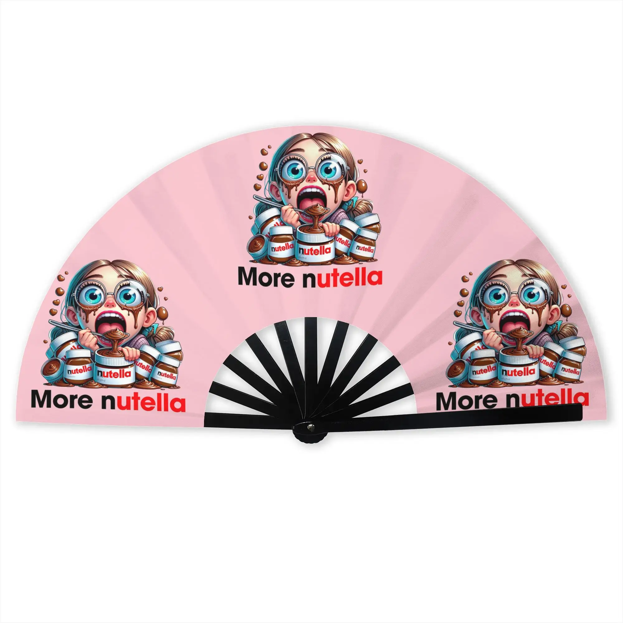 More Nutellas Please Hand Fan Promotional Gift Event Souvenir Chocolate Jar Durable Folding Fans Unique Bulk Pack Fan