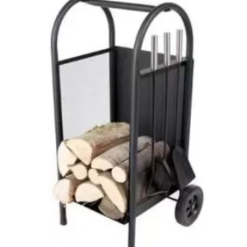 

Custom European-style stove holder, wrought iron wheeled firewood holder, fireplace firewood tools