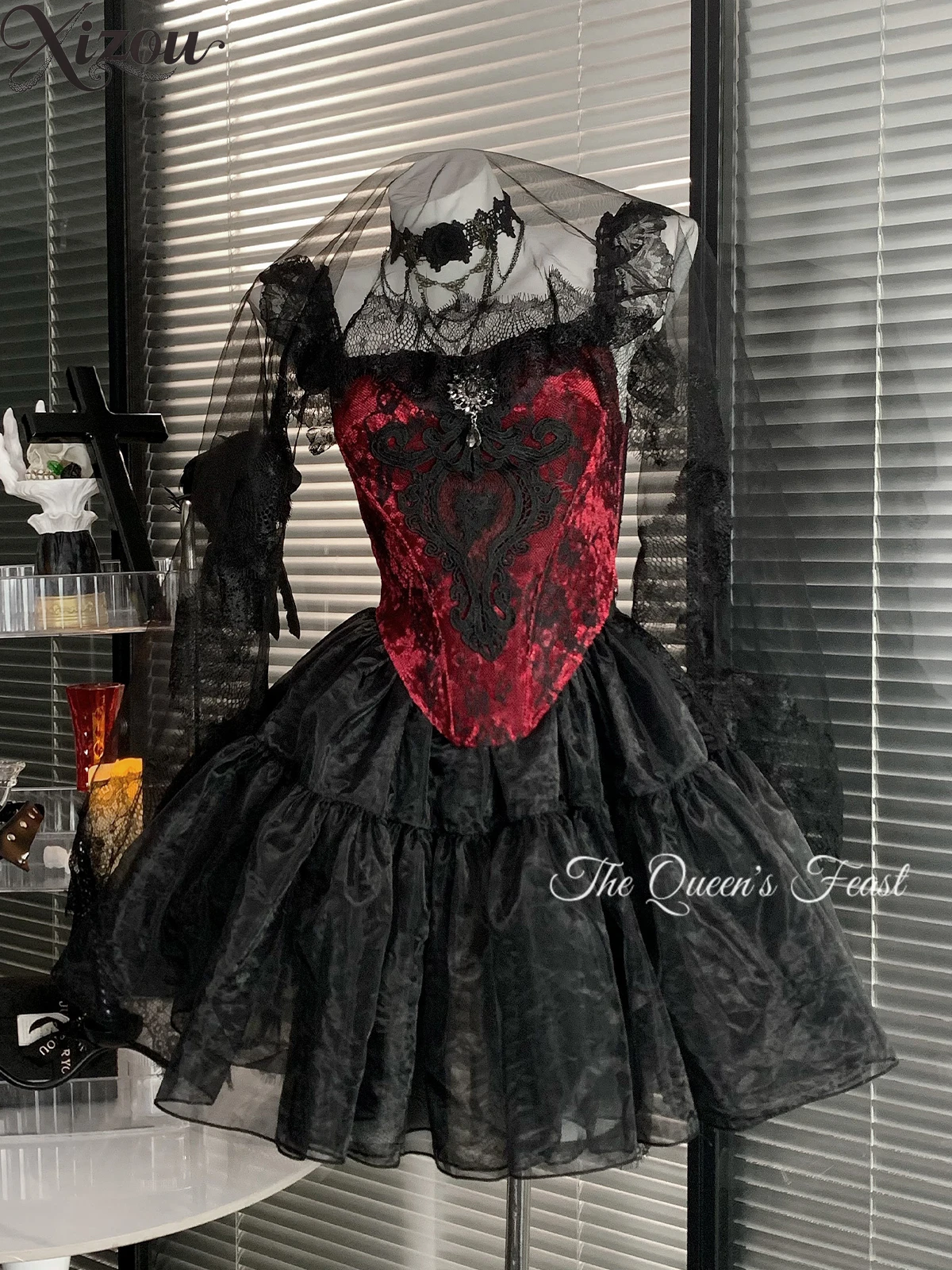 

Gothic Style Sleeve Top and Short Skirt Suit Female Y2k Set Subculture Wear Sexy Summer Sexy Two Piece Sets for Women