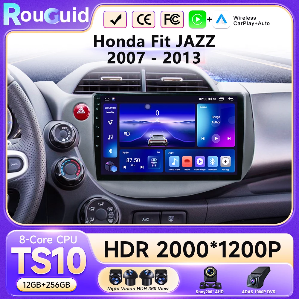 

Видеоплеер Android 16 для HONDA FIT JAZZ 2008-2013, автомобильное радио, мультимедиа, навигация, GPS, беспроводной Carplay, автомагнитола 2DIN