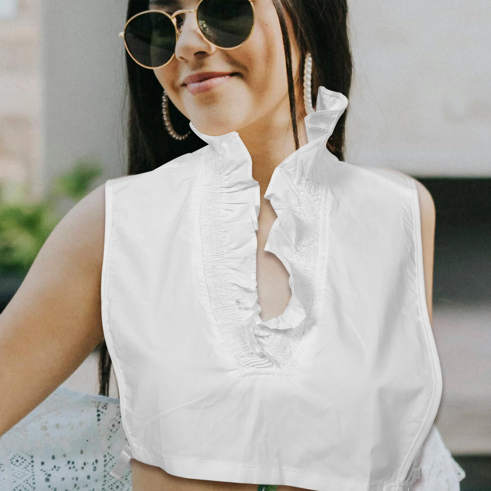 

Women Detachable Fake Collar Wooden Edge Fashion Shirt Sweater Faux Collar Soft Comfortable Decorative Clothing Accessory