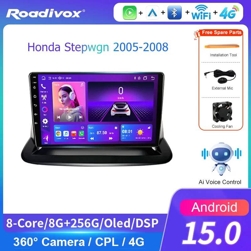 AI VOICE roadivox Android car radio for Honda Stepwgn 2005 2008  stereo GPS Navigation video Multimedia Player tape recorder