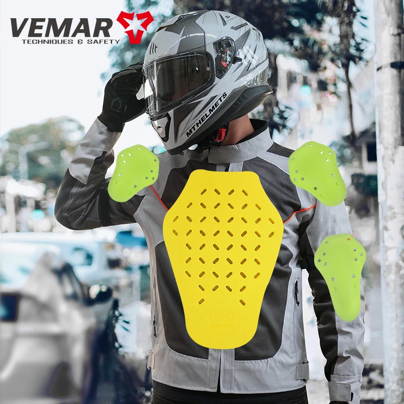 VEMAR Summer Men Ventilated Mesh Anti-Fall Motorcycle Jacket, Built-in CE/EVA Shoulder Elbow Back Pads Male Motorbike Jacket