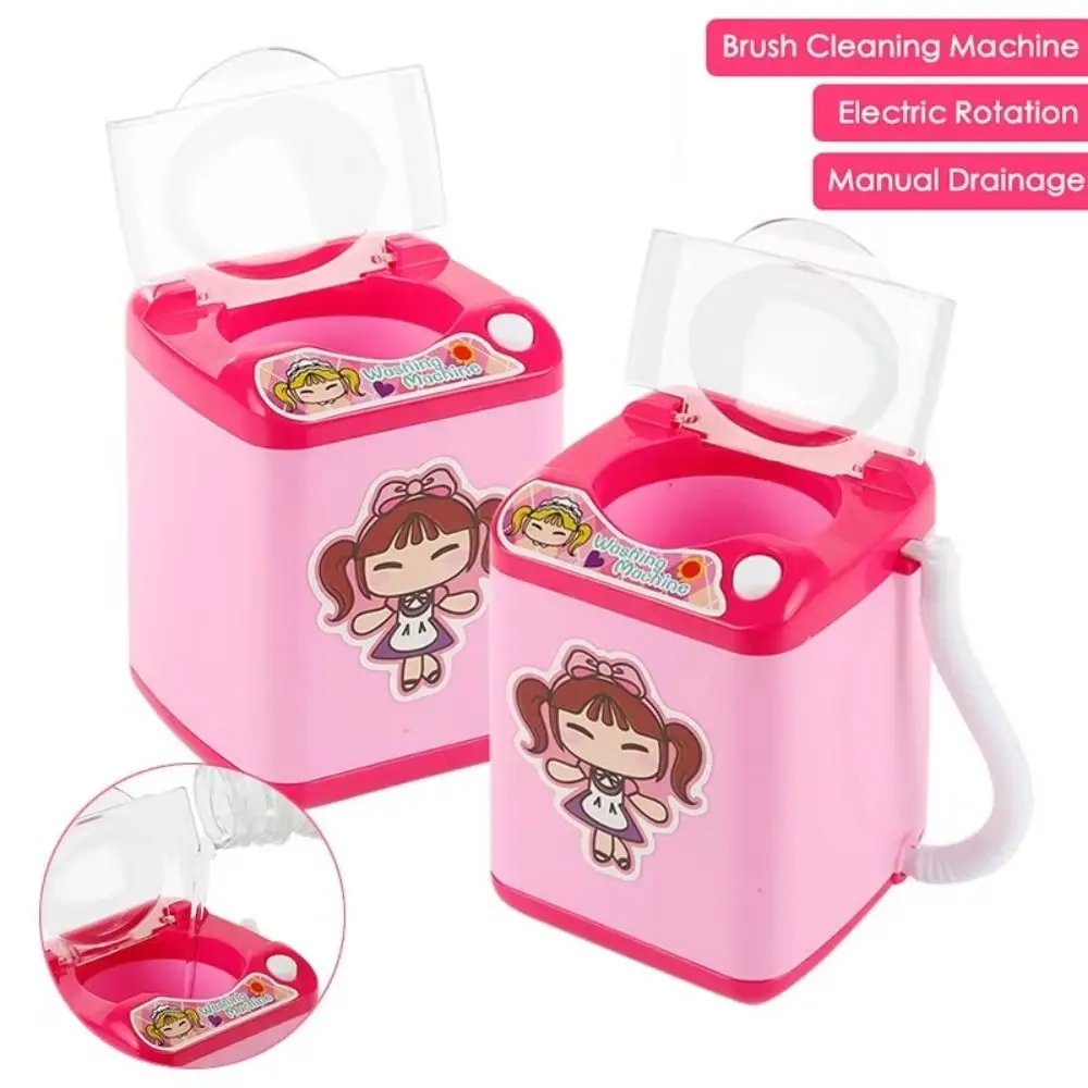 

Simulated Mini Electric Washing Machine with Light Portable Simulation Washing Machine Toy Pink Electric Dehydration Washer