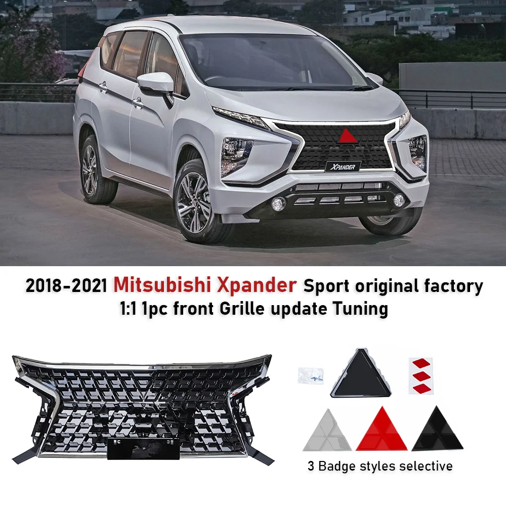 

Для Mitsubishi Xpander 2018-2024 тюнинг передней решетки со значком глянцевый черный SPORT передние решетки подтяжка лица обновление автомобиля тюнинг