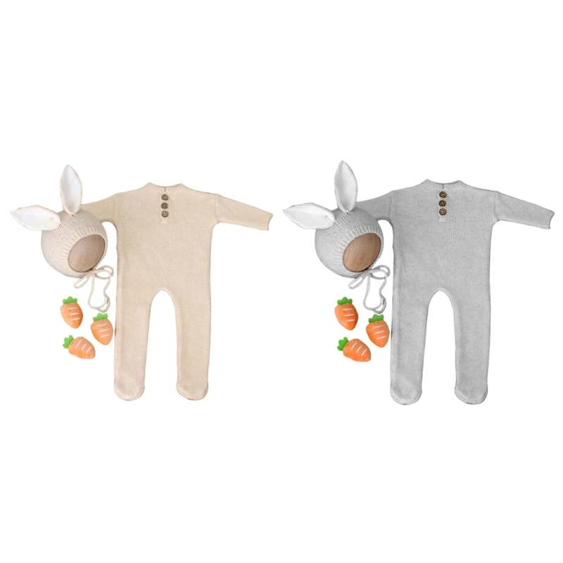 

Baby Photography Costume Newborn Photoshooting Accessories Romper & Hat Bodysuit