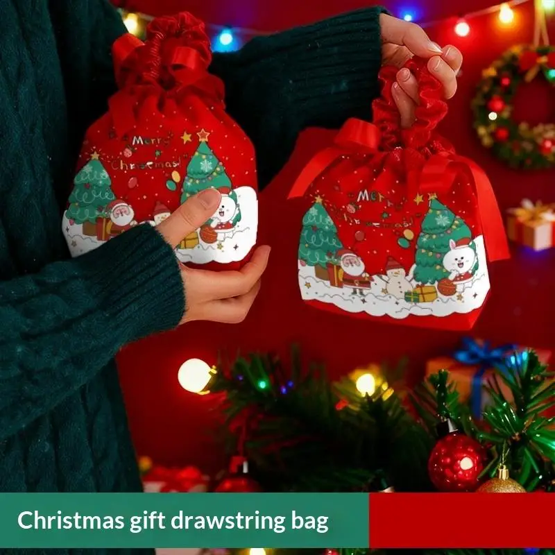 Velvet Christmas Handheld Gift Bag Lightweight Portable Pouch for Birthday Party Christmas Eve Carnival Holiday Use