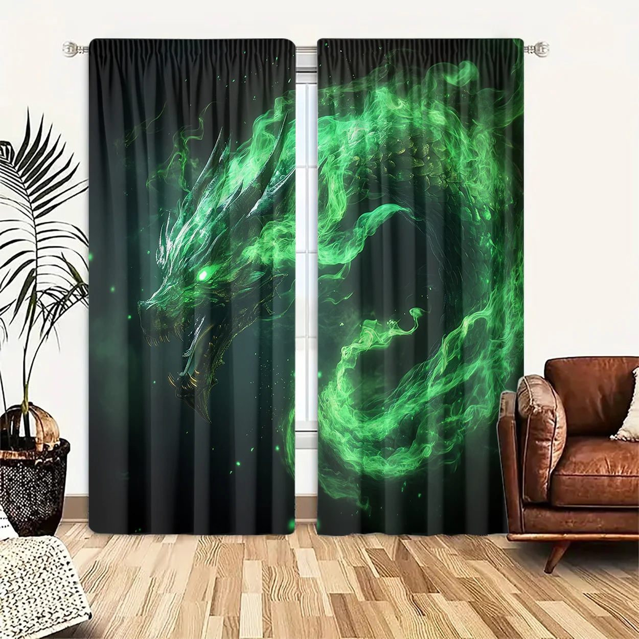 Evil Dragon Curtains Set of 2 Polyester HD Print Rod Pocket Light Filtering for Bedroom Living Room