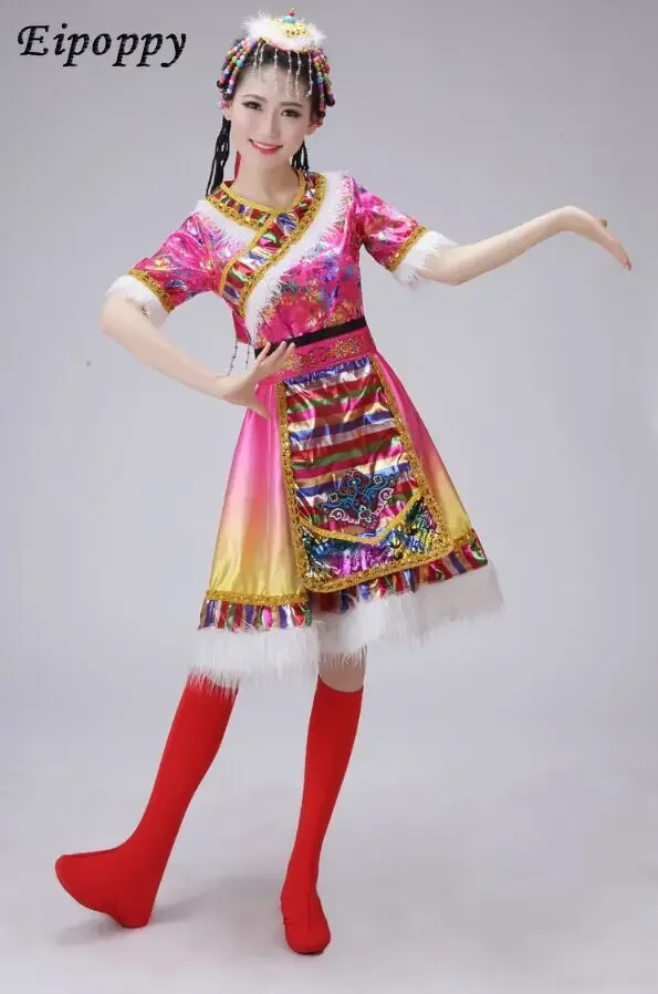 Tibetan Dance Costume Children Adult Tibetan Sleeve Tibetan Mongol National Performance Costume Female