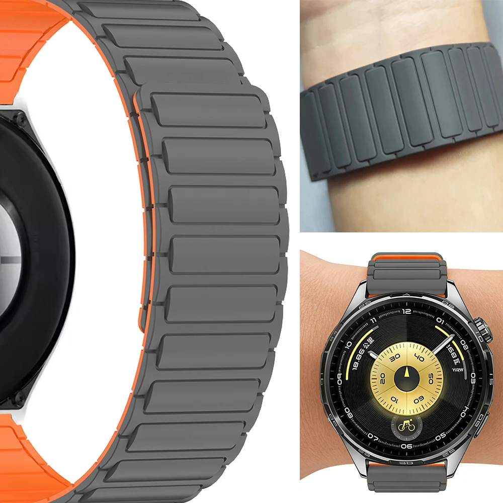 Bracelet en Silicone de 22mm pour Huawei Watch 5 4/GT6 Pro GT 6 5 4 46mm, Bracelet de sport magnétique pour Amazfit Bip 6 5 UNITY/BALANCE 2