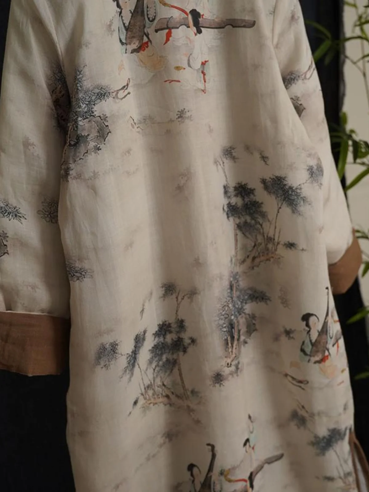 

New Chinese Retro Printed Cotton Flag Dr Women Winter Thi Warm Cotton Robe Sve Long round Ne mid Long Flag Dr