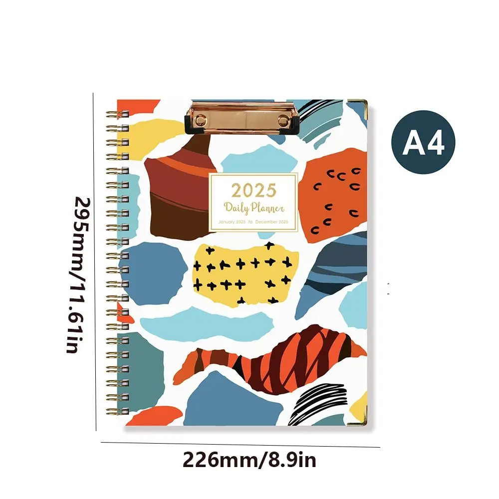 With Plate Clamp 2025 English Agenda Book Monthly Calendar Daily Planner A4 Schedules Calendar Notepad Planner Organizer