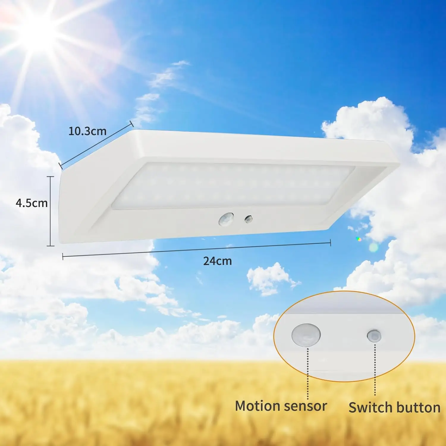 

Solar Powered 48LED Lights with PIR Sensor Rechargeable Outdoor Lamp Waterproof Security Solar Spotlight for Garden Patio Garage