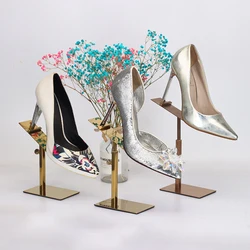 Double-headed Shoe Display Rack Shoe Store Men's And Women's Shoes High Heel Display Rack Stainless Steel Display Shooting Props