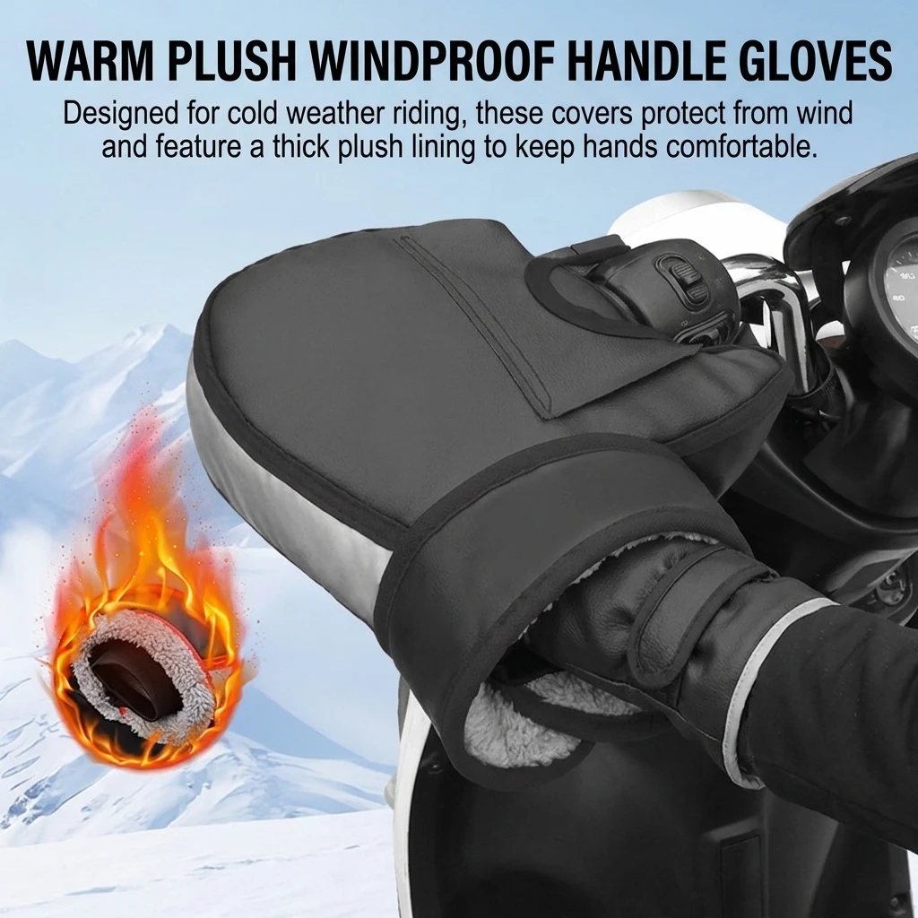1 Pair Motorcycle Winter Warmer Gloves Handlebar Muffs Protective Motorcycle Scooter Thick Warm Grip Handle Bar Muff Rainproof