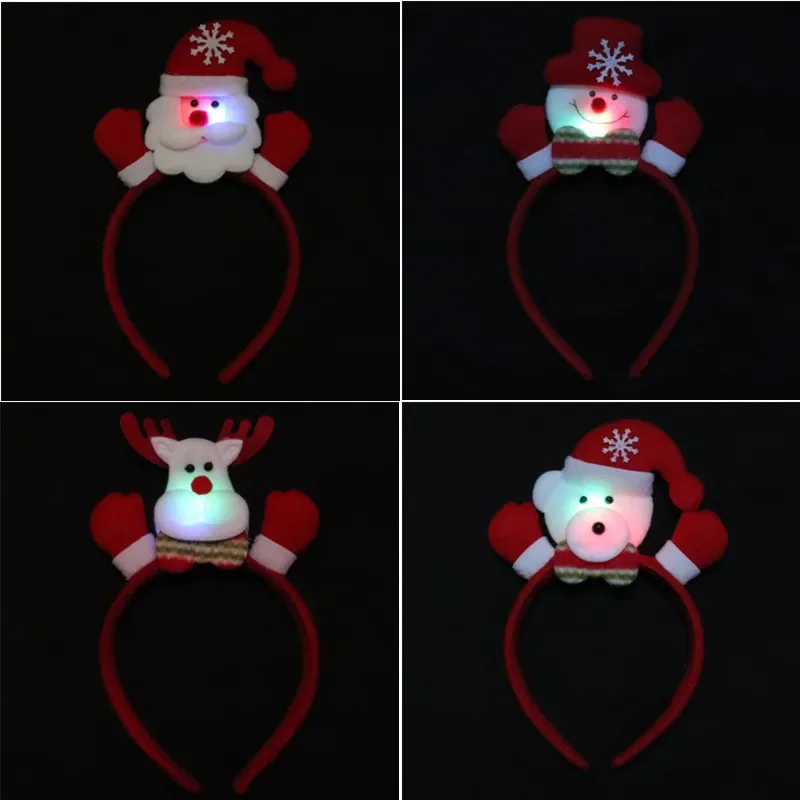 20pcs Tree Headbands Hat Stocking Snowman Bear Reindeer Antler Santa Claus Elf Hairbands Party  Christmas Navidad