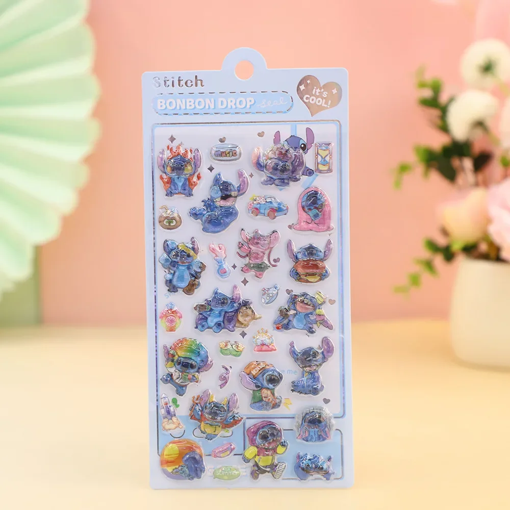 2025年新作 スティッチ 3D立体レリーフ ピンナップ風 クリスタルステッカー 子供 女の子向け 漫画風 デコレーションステッカー