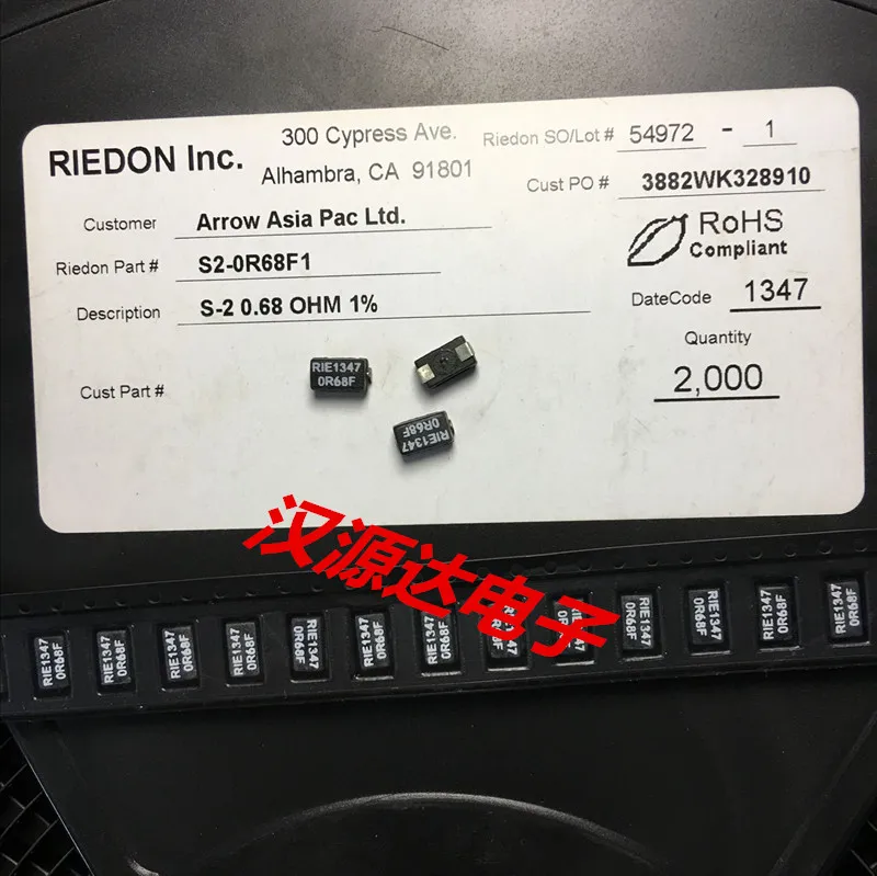 5pcs/lot S2-0R68F1 0R68F RIEDON 2615 0.068R 1% 1W chips Electronic new