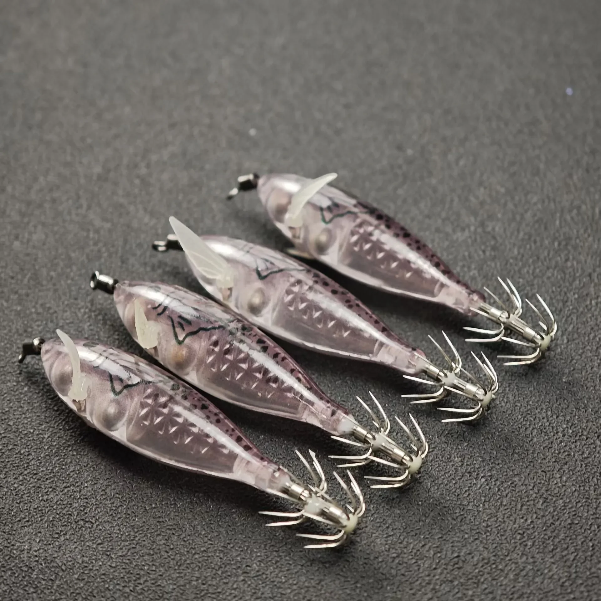 23 Stück/Set Leuchtender Tintenfisch-Jig 8cm/5,7g Garnelen-Angelköder Haken Meeresfischerei Oktopus-Köder Zubehör Künstlicher Köder – Detail 2