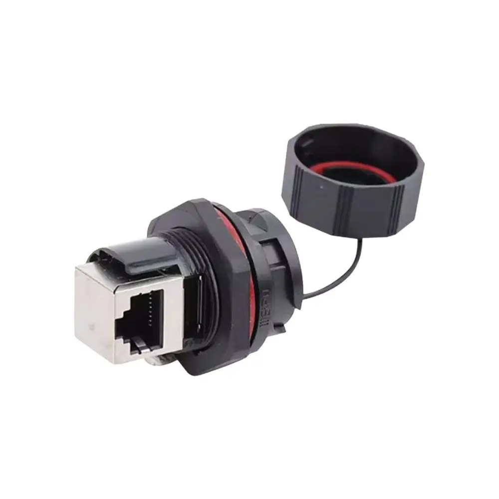 IP67 Waterproof RJ45 Connector CAT6 Dual Head Ethernet Socket Shielded Dust Cap Ethernet LAN Cable Coupler LAN Cable Connection
