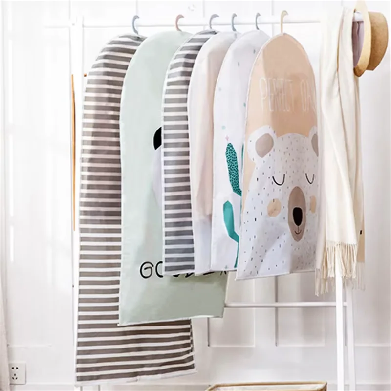 Cute Cartoon Printed Pattern Clothes Dust-proof Cover High-quality Home Clothes Storage Bag Clothing Moisture-proof Sorting Bag