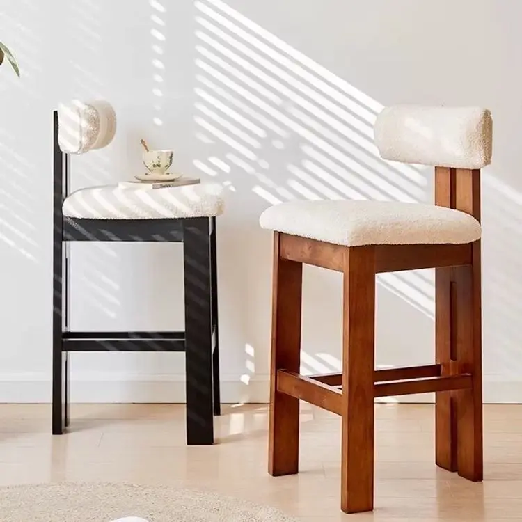 الشمال بار البراز خشب متين كرسي مرتفع صوف الضأن منجد كريم خمر المطبخ المنزل حانة الجلوس #4