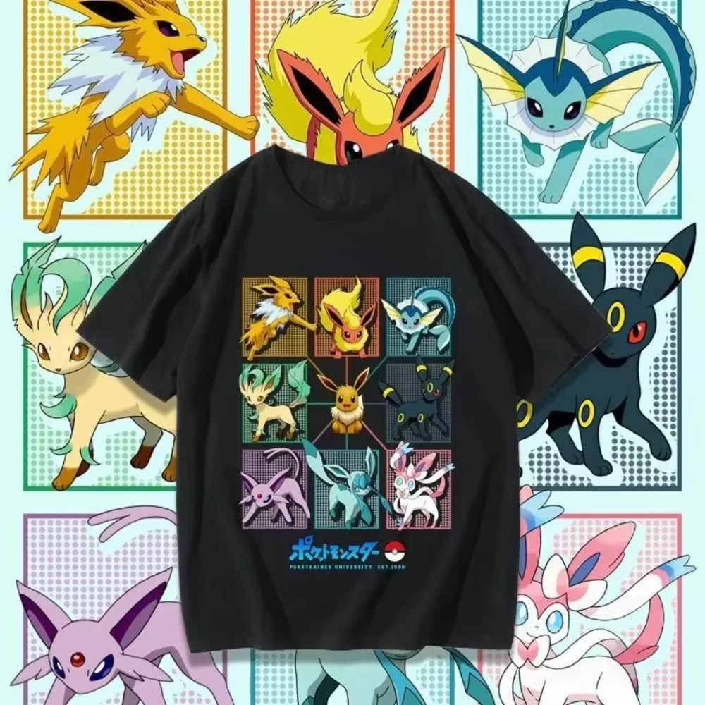 Men/Women/Kids Pokemon Eevee Evolution Graphic T-Shirt 2026 Summer Cotton Matching Family Tee Parent-Child Streetwear Tops