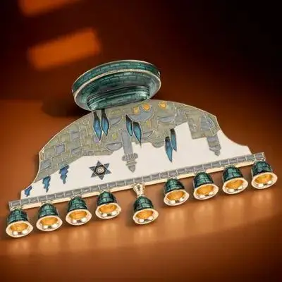 

9-Head Menorah Candlestick Metal Candelabra Hanukkah Holder Holiday Decor Table Centerpiece Jewish Stand