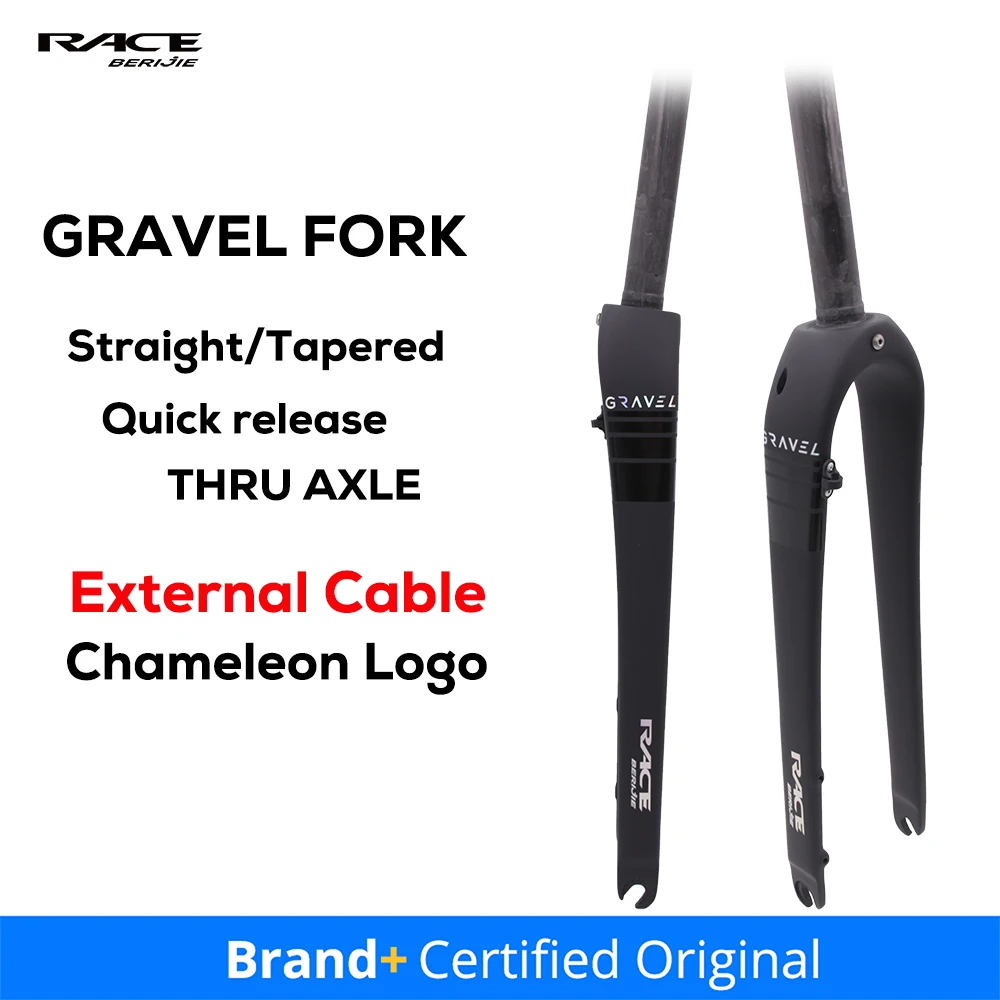 

RACE T1000 Full Carbon Gravel Front Fork,External Cable,Straight/Tapered Tube,Max Tire 700C x 45C,Thru Axle 12x100mm Or QR,Disc